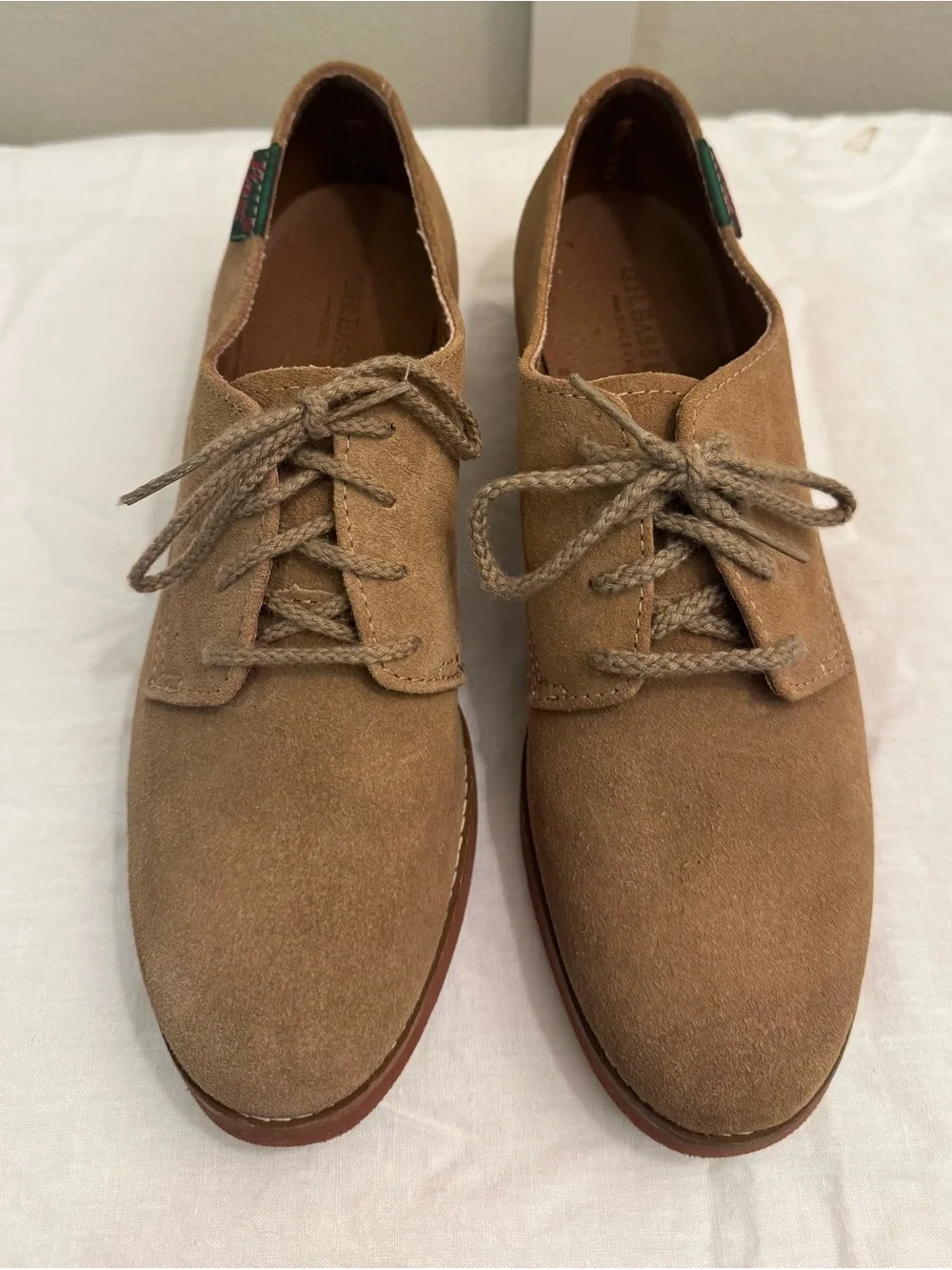Bass Women's Suede Lace-Up Flats - Light Brown